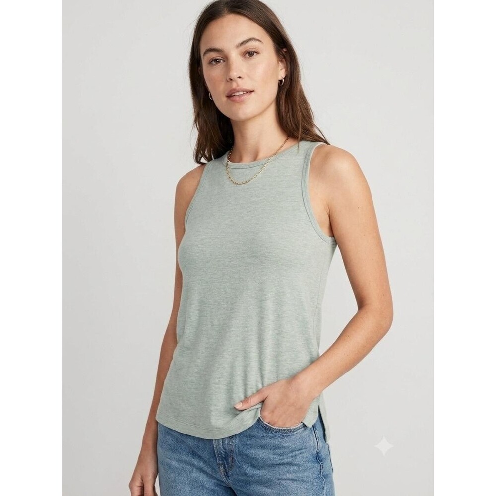 Madewell Tank Top Womens XXS Green Linen Blend Basic Jersey Summer Casual Staple